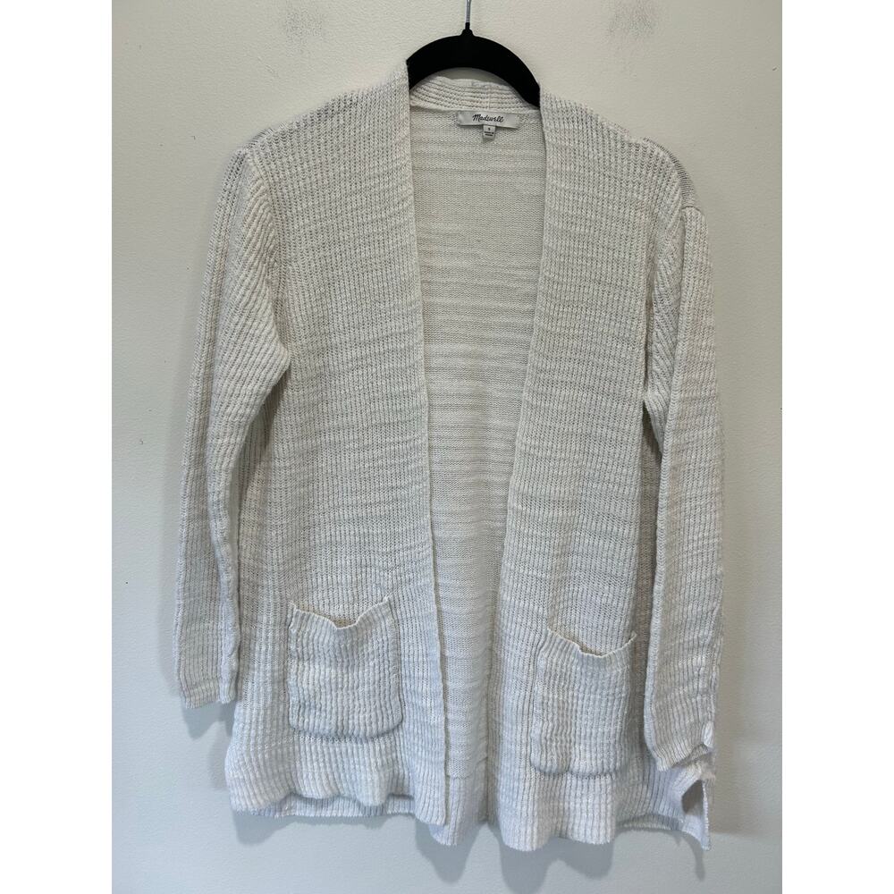 Madewell cardigan size S white knit open front pockets lightweight